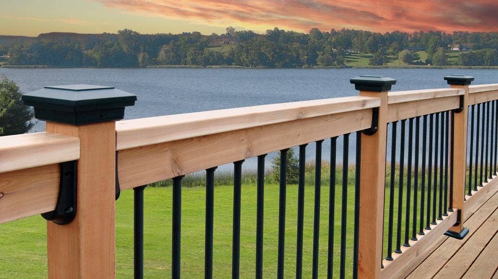 diy wood railing with aluminum balusters