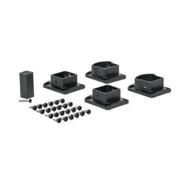 Each bracket kit comes with four brackets: two designed to fit the Revival bottom rail (pictured on the left) and two designed to fit the Revival top rail (pictured on the right)