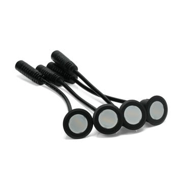 Each pack of Effuse riser lights comes with 4 lights and a 5-way splitter to connect them all - plus a 4-1/2-inch wire harness