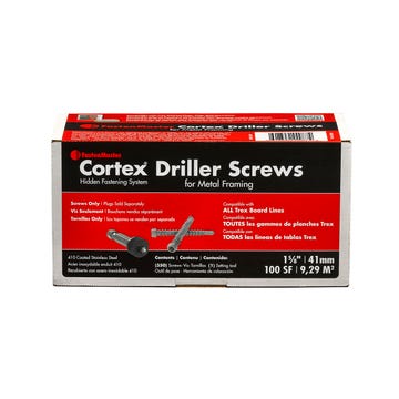 Each box includes 350 screws, enough to cover 100 square feet of decking