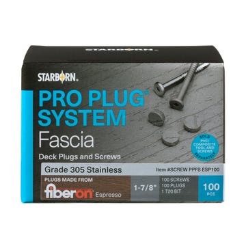 305 Stainless Steel Pro Plug System for Fiberon Fascia by Starborn (Plugs shown here are Chai)