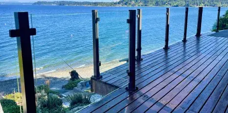 Skyline Frameless Glass Railing with a picturesque deck view
